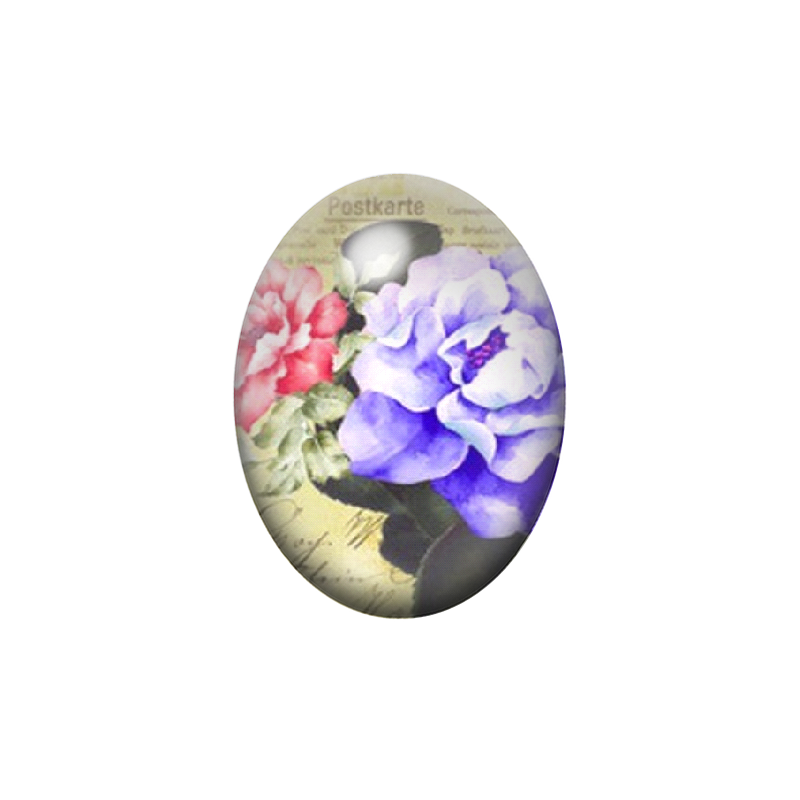 Cabochon en Verre Illustré Fleurs 13x18, 18x25 ou 30x40mm