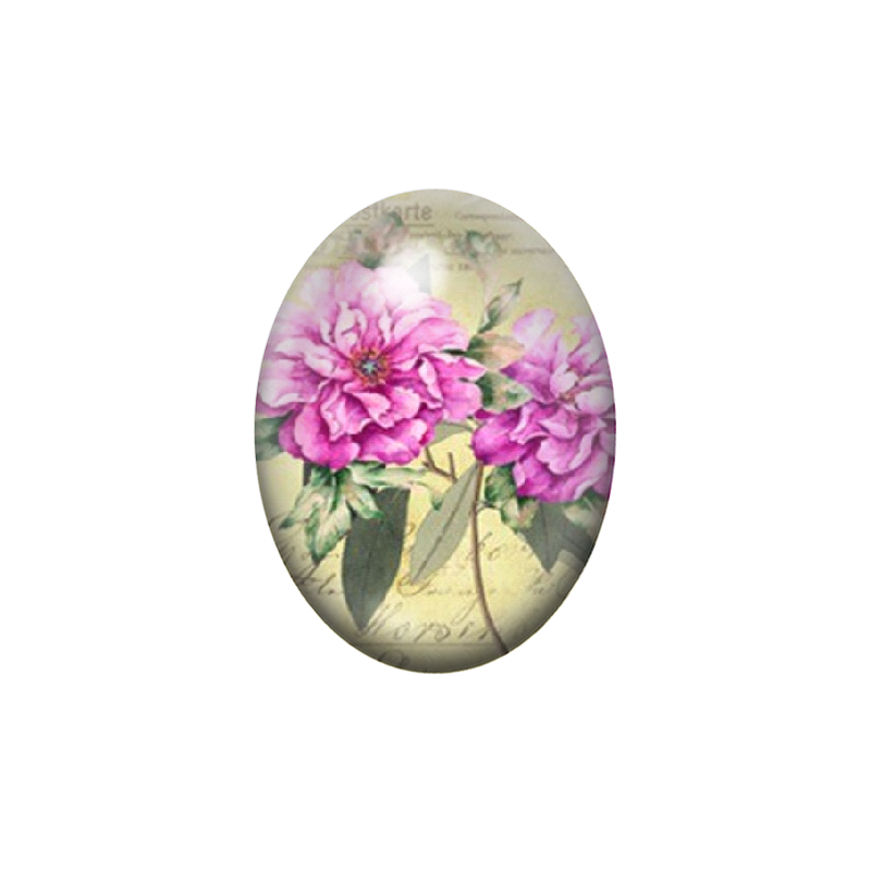 Cabochon en Verre Illustré Fleurs 13x18, 18x25 ou 30x40mm