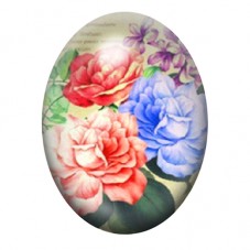 Cabochon en Verre Illustré Roses Rouges et Bleues 13x18, 18x25 ou 30x40mm pour la création de bijoux fantaisie - DIY