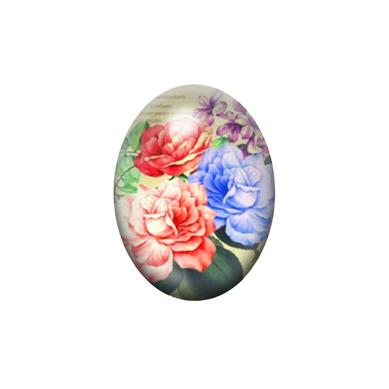Cabochon en Verre Illustré Fleurs 13x18, 18x25 ou 30x40mm