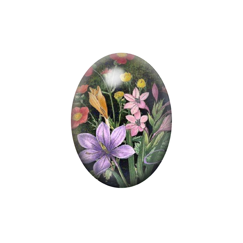 Cabochon en Verre Illustré Fleurs 13x18, 18x25 ou 30x40mm