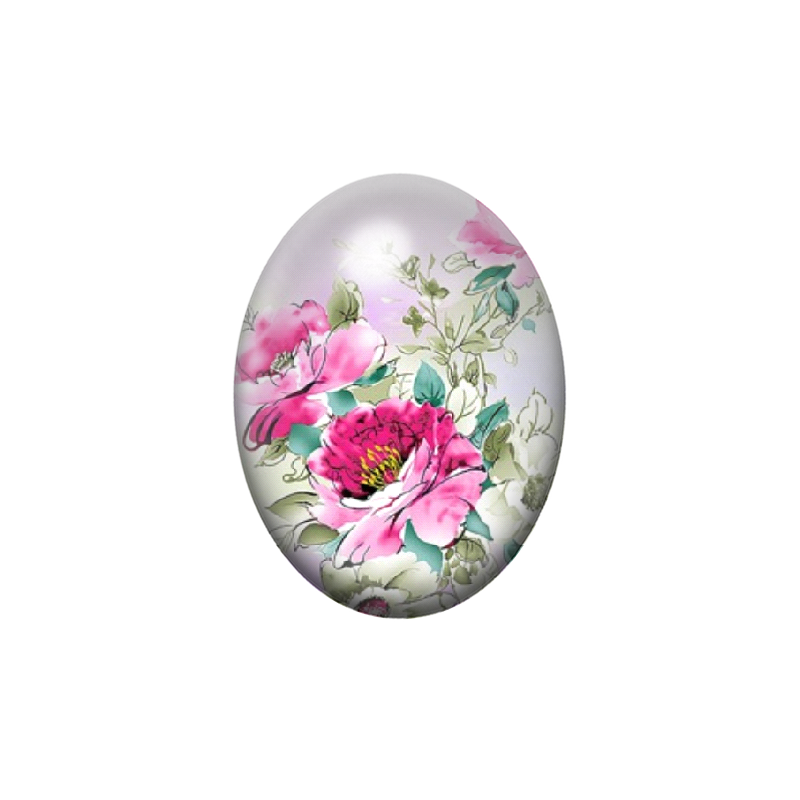 Cabochon en Verre Illustré Fleurs 13x18, 18x25 ou 30x40mm