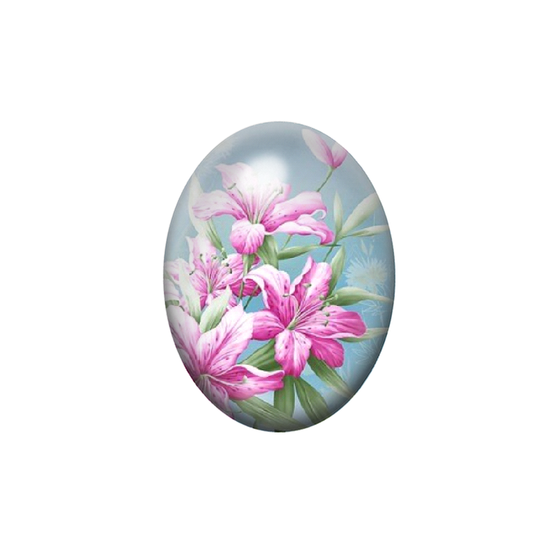 Cabochon en Verre Illustré Fleurs 13x18, 18x25 ou 30x40mm