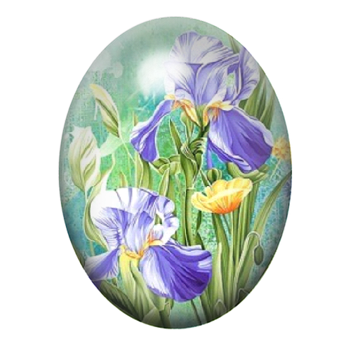 Cabochon en Verre Illustré Fleurs 13x18, 18x25 ou 30x40mm
