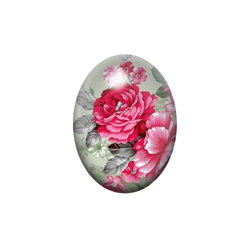 Cabochon en Verre Illustré Fleurs 13x18, 18x25 ou 30x40mm