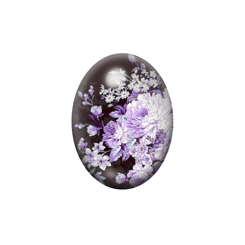 Cabochon en Verre Illustré Fleurs 13x18, 18x25 ou 30x40mm