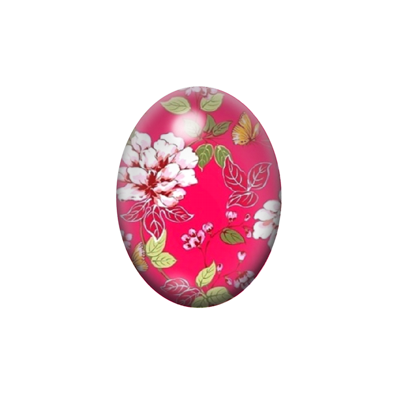 Cabochon en Verre Illustré Fleurs 13x18, 18x25 ou 30x40mm