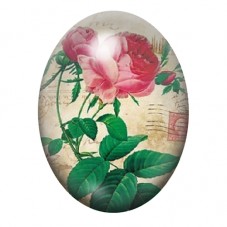 Cabochon en Verre Illustré Rose Rose sur Carte Postale Ancienne 13x18, 18x25 ou 30x40mm pour la création de bijoux fantaisie - D