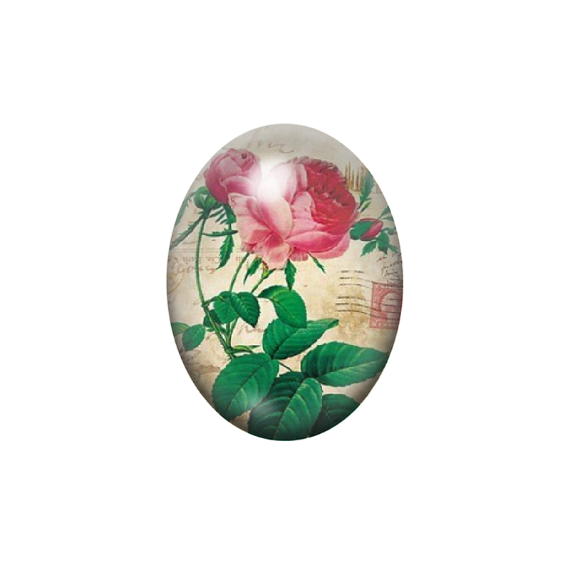 Cabochon en Verre Illustré Fleurs 13x18, 18x25 ou 30x40mm