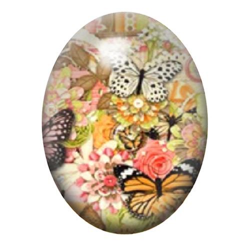 Cabochon en Verre Illustré Fleurs 13x18, 18x25 ou 30x40mm
