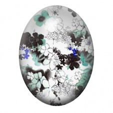 Cabochon en Verre Illustré Fleurs Noires et Turquoise en Dentelle 13x18, 18x25 ou 30x40mm pour la création de bijoux fantaisie -