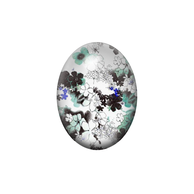 Cabochon en Verre Illustré Fleurs 13x18, 18x25 ou 30x40mm
