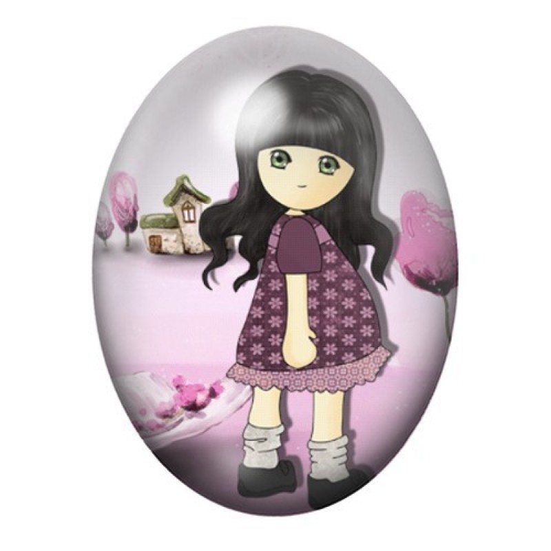 Cabochon en Verre Illustré Petite Fille 13x18, 18x25 ou 30x40mm
