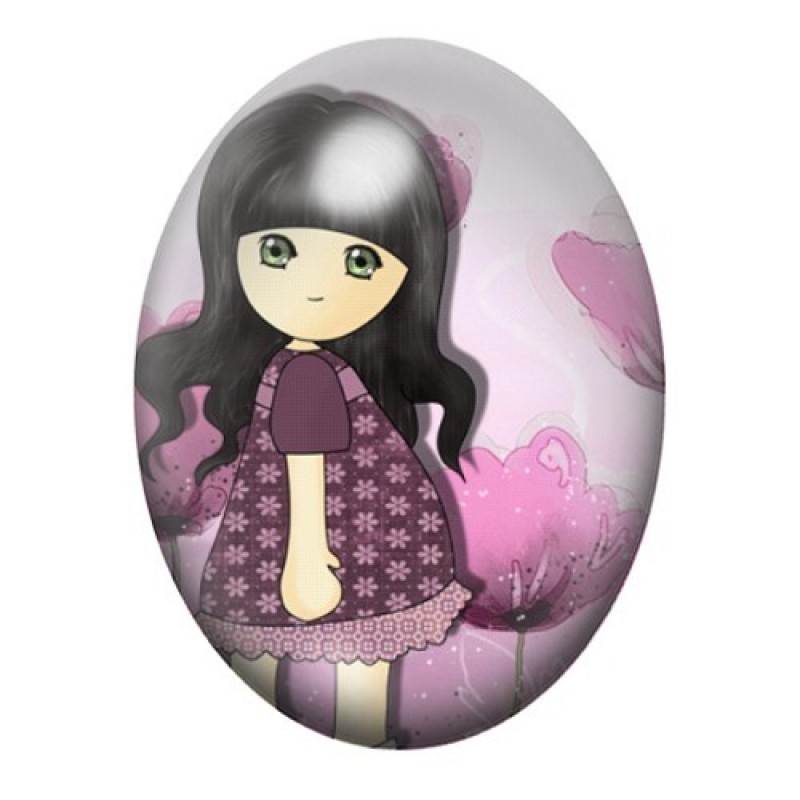 Cabochon en Verre Illustré Petite Fille 13x18, 18x25 ou 30x40mm