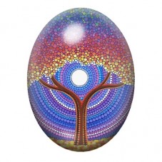 Cabochon en Verre Illustré Arbre de Vie Mandala Arc-en-Ciel 13x18, 18x25 ou 30x40mm pour la création de bijoux fantaisie - DIY