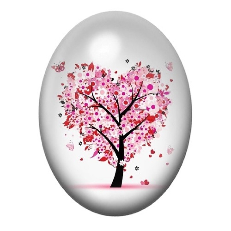 Cabochon en Verre Illustré Abre Coeur Amour 13x18, 18x25 ou 30x40mm