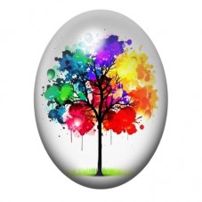 Cabochon en Verre Illustré Arbre Noir aux Éclaboussures Arc-en-Ciel 13x18, 18x25 ou 30x40mm pour la création de bijoux fantaisie