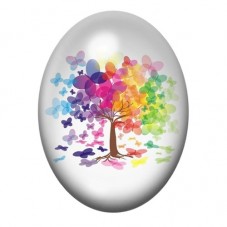 Cabochon en Verre Illustré Arbre aux Feuilles Transparentes Arc-en-Ciel 13x18, 18x25 ou 30x40mm pour la création de bijoux fanta