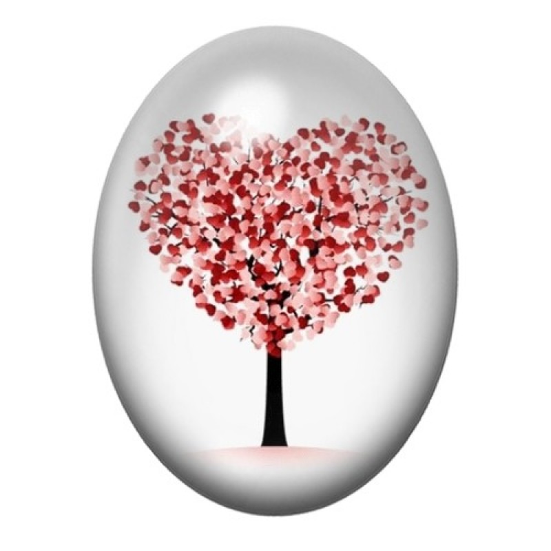Cabochon en Verre Illustré Abre Coeur Amour 13x18, 18x25 ou 30x40mm