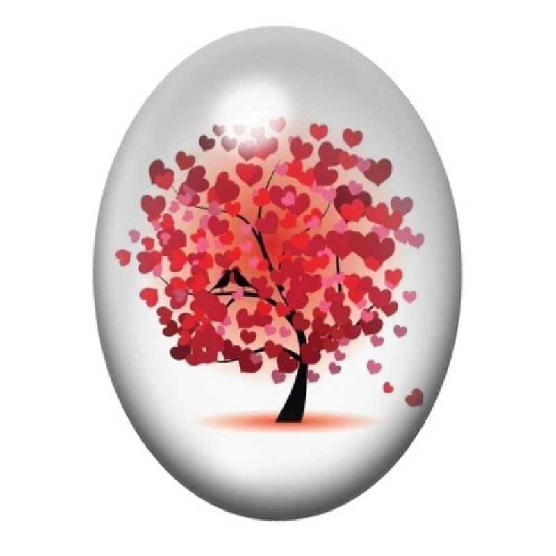 Cabochon en Verre Illustré Abre Coeur Amour 13x18, 18x25 ou 30x40mm