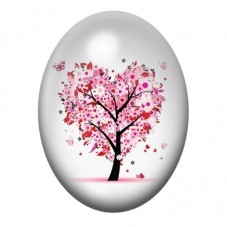 Cabochon en Verre Illustré Arbre Cœur aux Confettis Roses 13x18, 18x25 ou 30x40mm pour la création de bijoux fantaisie - DIY