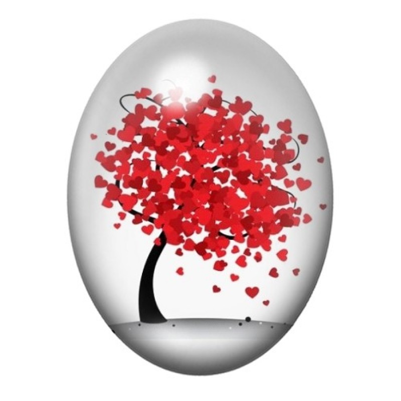 Cabochon en Verre Illustré Abre Coeur Amour 13x18, 18x25 ou 30x40mm