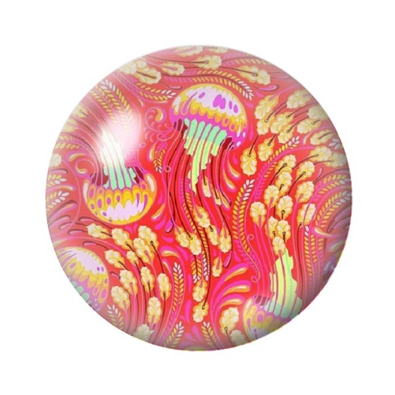 Cabochon en Verre Illustré Méduses Mer Été 12 à 25mm