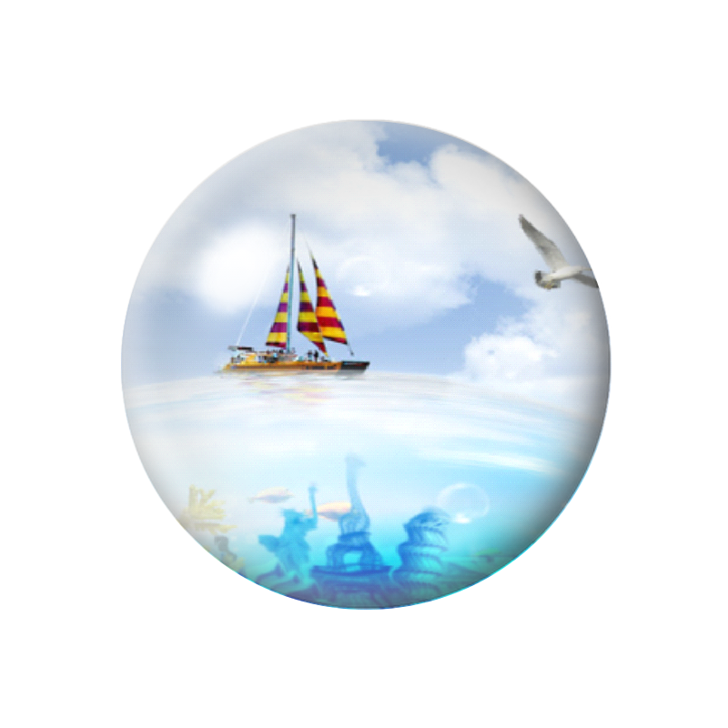 Cabochon en Verre Illustré Bateau Voilier Mer Été 12 à 25mm