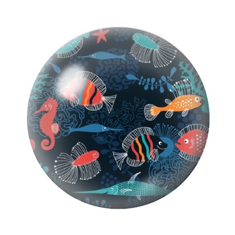 Cabochon en Verre Illustré Poissons Mer Été 12 à 25mm