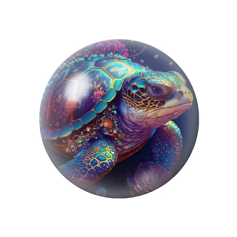 Cabochon en Verre Illustré Tortue de Mer Mer Été 12 à 25mm