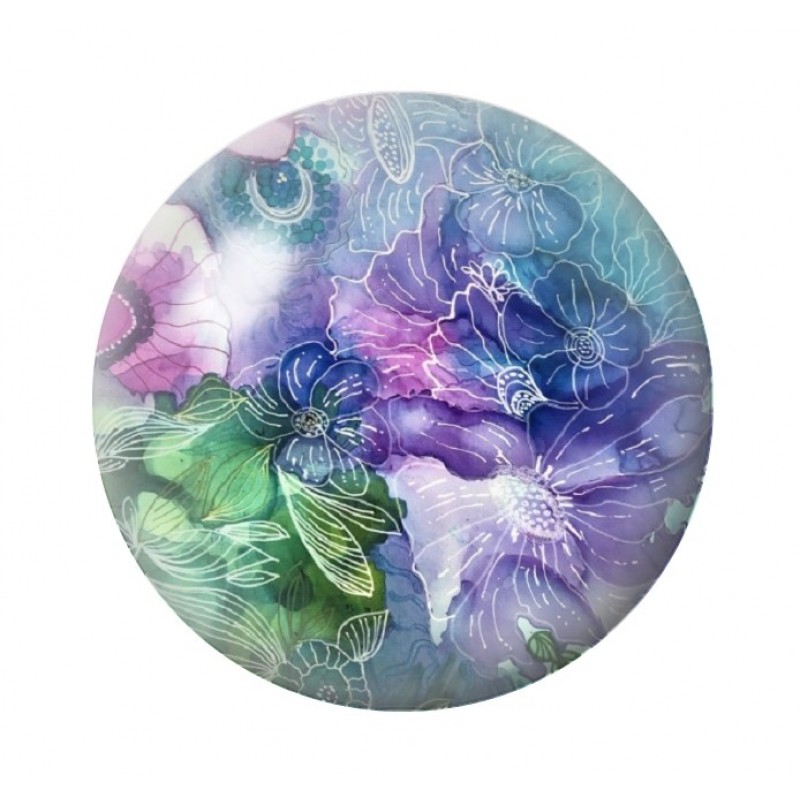Cabochon en Verre Illustré Fleurs Mer Été 12 à 25mm