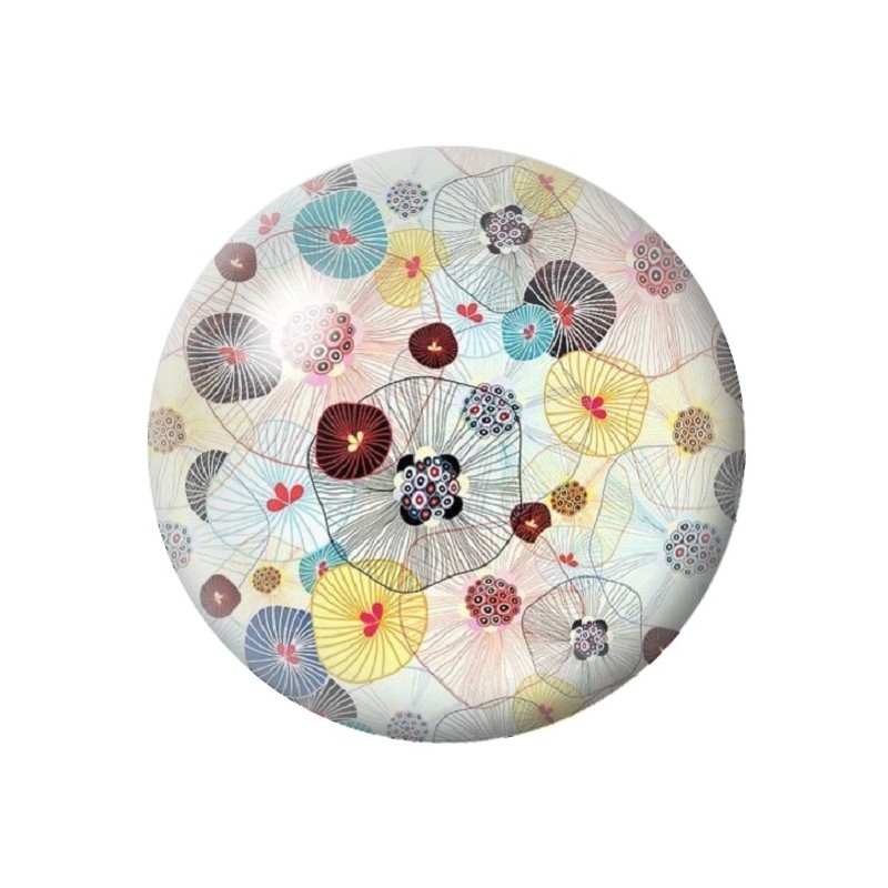 Cabochon en Verre Illustré Fleurs Mer Été 12 à 25mm
