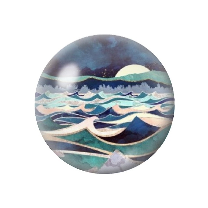 Cabochon en Verre Illustré Mer Été 12 à 25mm