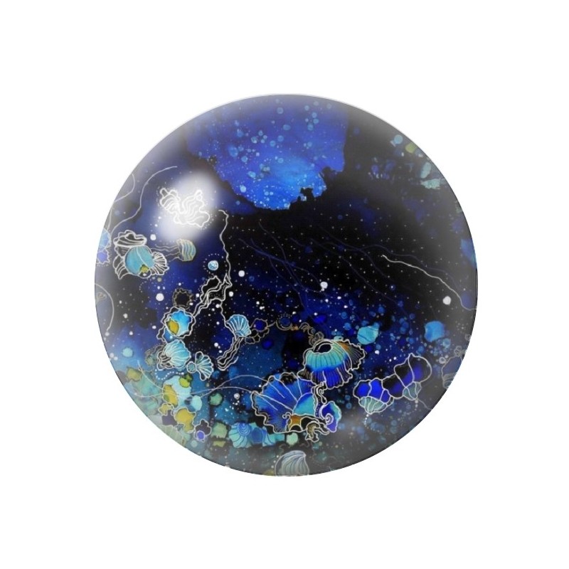 Cabochon en Verre Illustré Fond Marin Mer Été 12 à 25mm