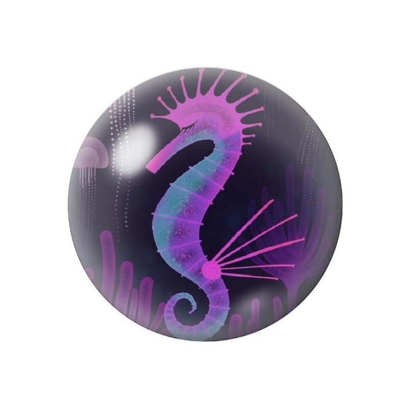 Cabochon en Verre Illustré Hippocampe Mer Été 12 à 25mm