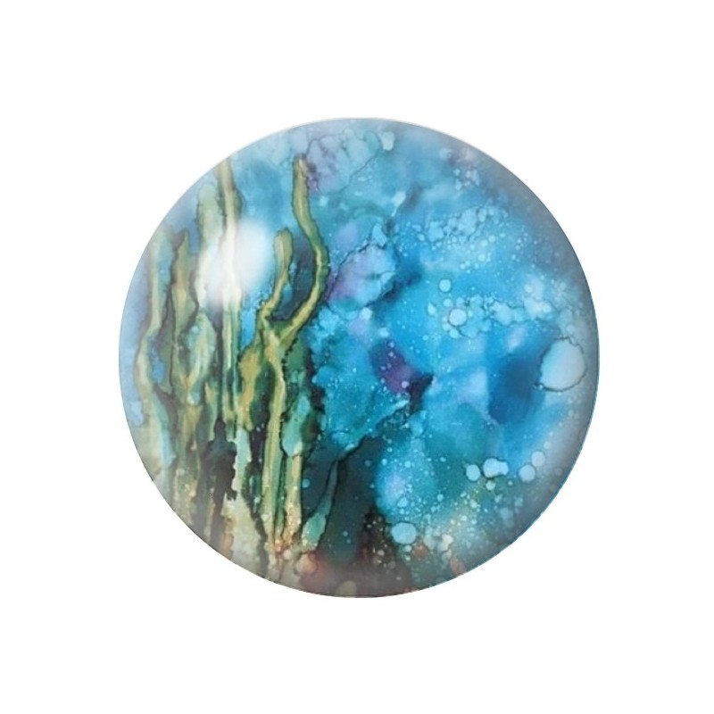 Cabochon en Verre Illustré Algues Mer Été 12 à 25mm