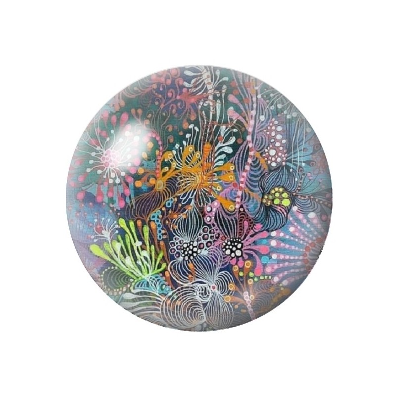 Cabochon en Verre Illustré Corail Mer Été 12 à 25mm