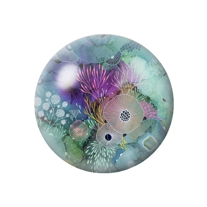 Cabochon en Verre Illustré Corail Mer Été 12 à 25mm