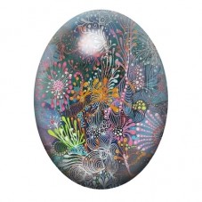 Cabochon en Verre Illustré Jardin de Corail Multicolore 13x18, 18x25 ou 30x40mm pour la création de bijoux fantaisie - DIY