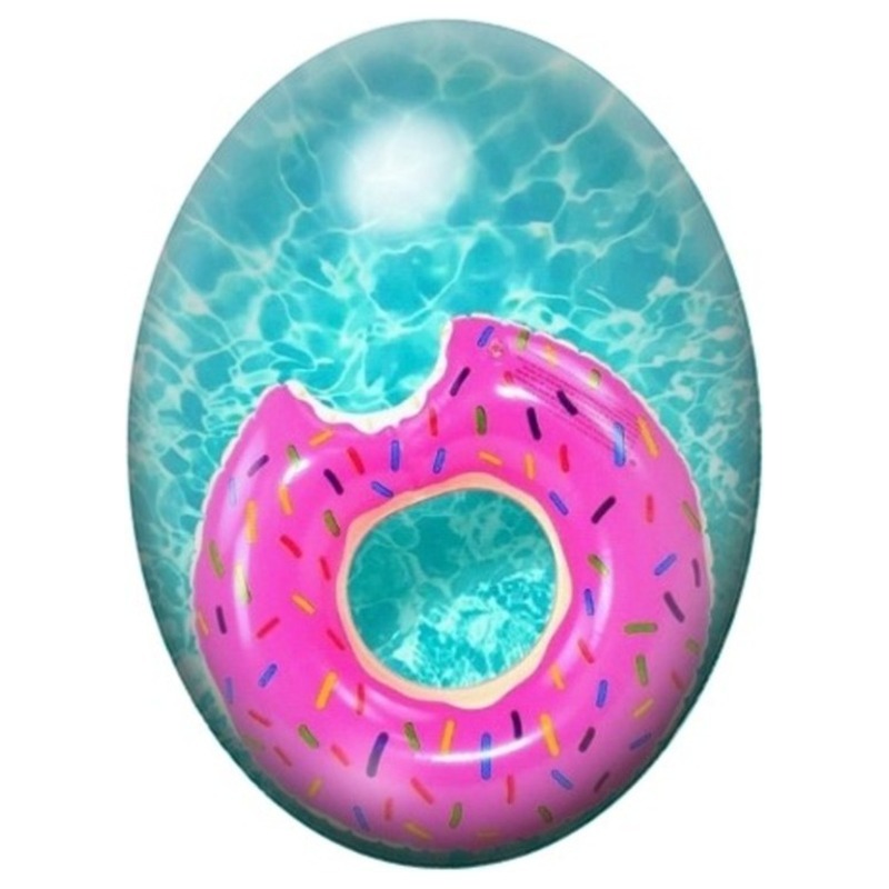 Cabochon en Verre Illustré Bouée Donut Rose dans la Piscine 13x18, 18x25 ou 30x40mm