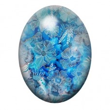 Cabochon en Verre Illustré Coraux Bleus en Fleurs 13x18, 18x25 ou 30x40mm pour la création de bijoux fantaisie - DIY