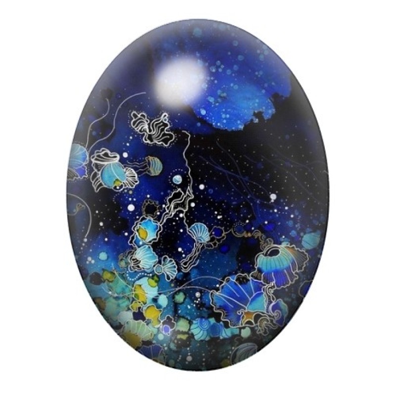 Cabochon en Verre Illustré Mer, Été 13x18, 18x25 ou 30x40mm
