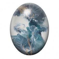 Cabochon en Verre Illustré Coquillages Filigranés sur Fond Bleu Gris 13x18, 18x25 ou 30x40mm pour la création de bijoux fantaisi
