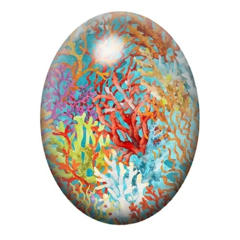 Cabochon en Verre Illustré Mer, Été 13x18, 18x25 ou 30x40mm
