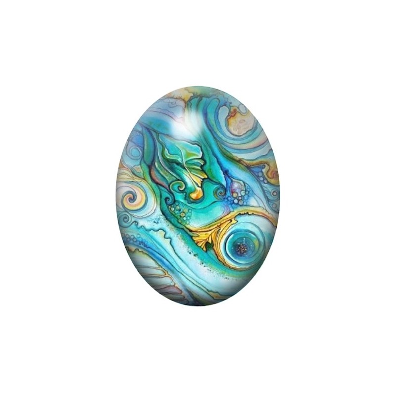 Cabochon en Verre Illustré Mer, Été 13x18, 18x25 ou 30x40mm