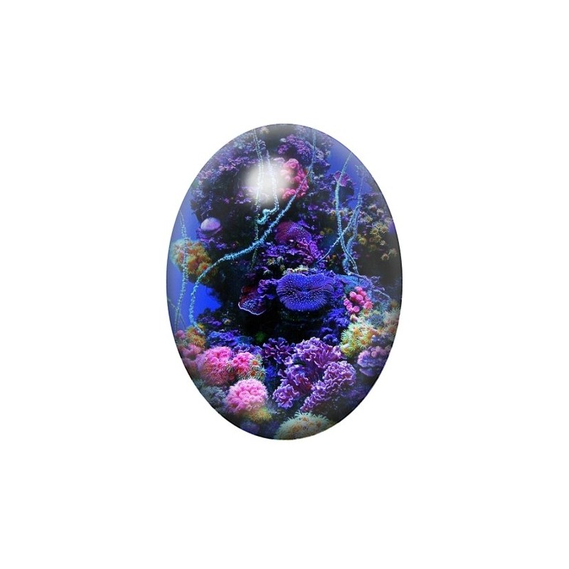 Cabochon en Verre Illustré Mer, Été 13x18, 18x25 ou 30x40mm