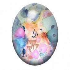 Cabochon en Verre Illustré Jardin Marin Pastel et Abstrait 13x18, 18x25 ou 30x40mm pour la création de bijoux fantaisie - DIY