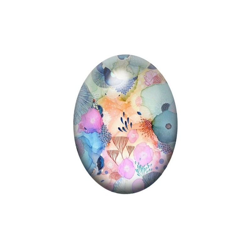 Cabochon en Verre Illustré Mer, Été 13x18, 18x25 ou 30x40mm