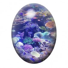 Cabochon en Verre Illustré Récif Violet aux Coraux Lumineux 13x18, 18x25 ou 30x40mm pour la création de bijoux fantaisie - DIY