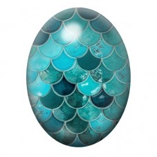 Cabochon en Verre Illustré Écailles de Sirène Turquoise et Dorées 13x18, 18x25 ou 30x40mm pour la création de bijoux fantaisie -